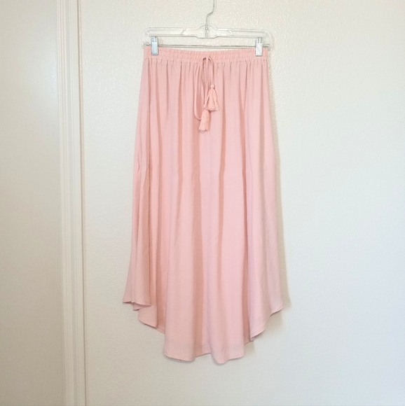 Lulus Pink Regatta Tassel Midi Skirt Blush Pink - Picture 2 of 9